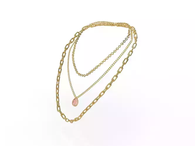Necklace gold jewellery Keyshot 3D model
