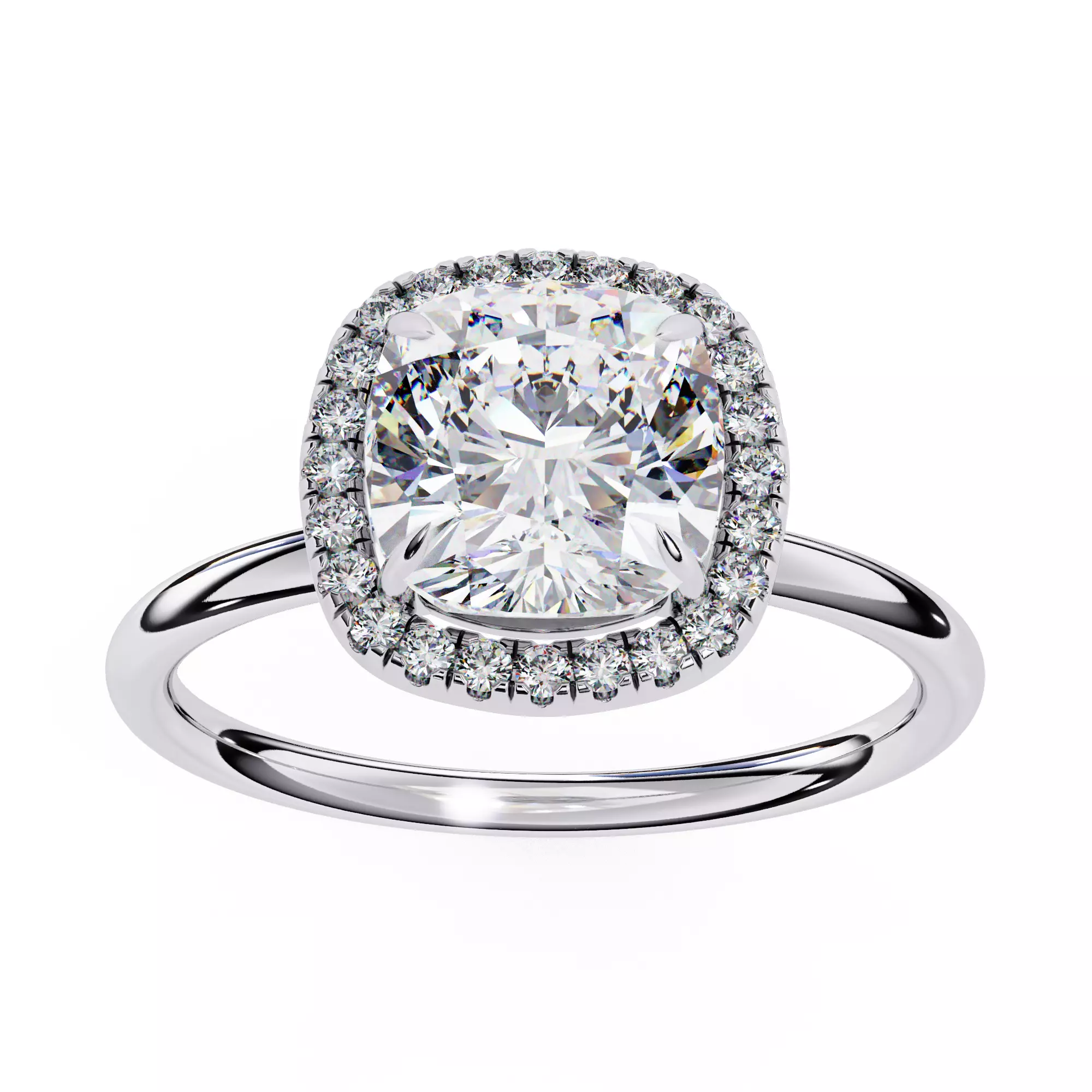 CUSHION DIAMOND RING -CAD-114 3D print model_0