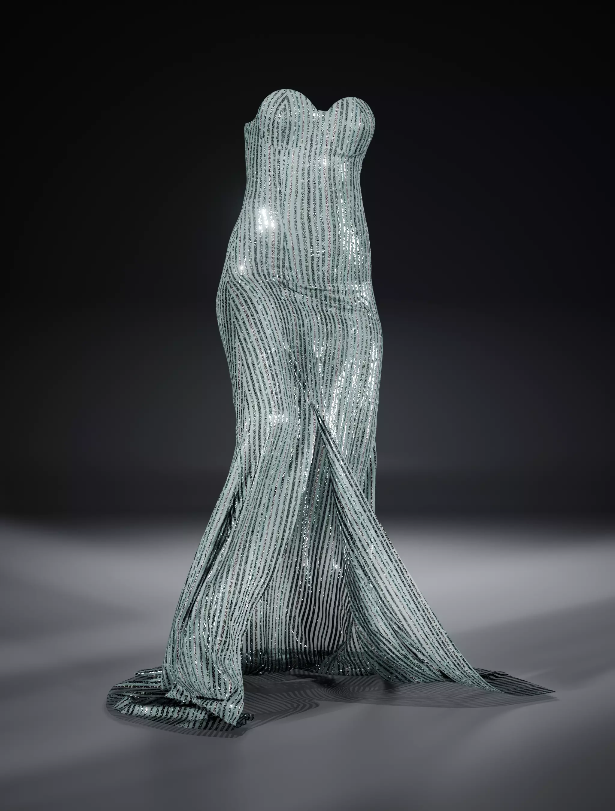 water blue dress 3D print model_0