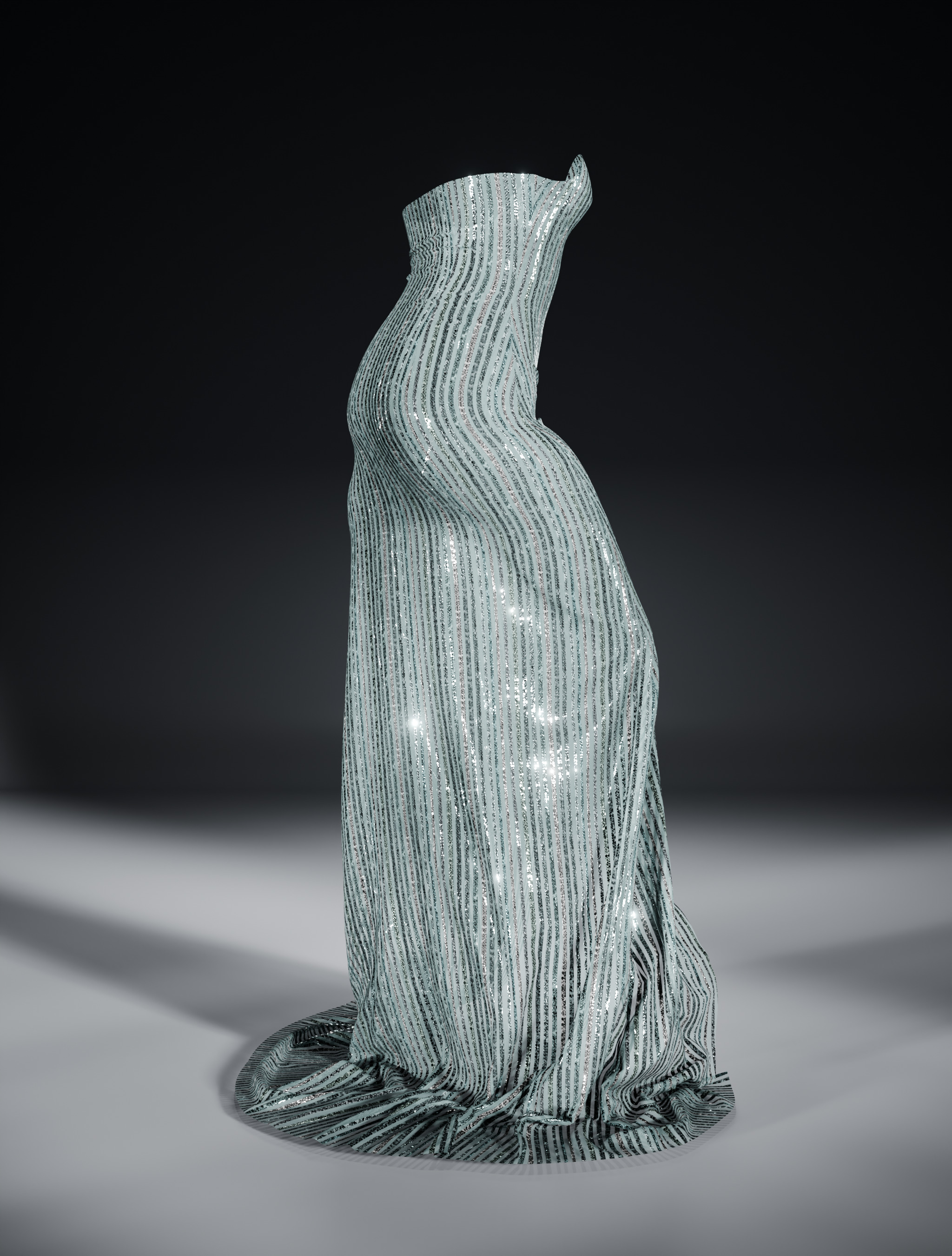 water blue dress 3D print model_1