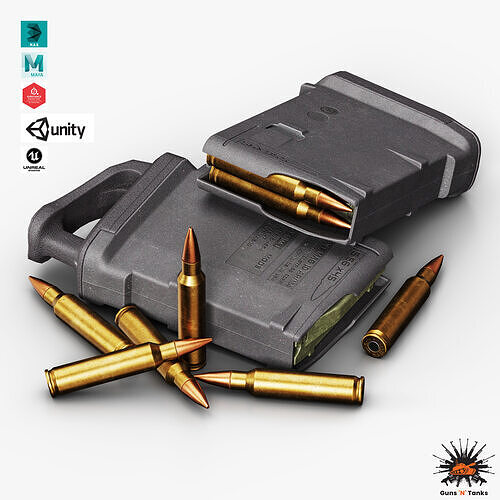 AR15 Polymer 10R Magazine Low-poly 3D model