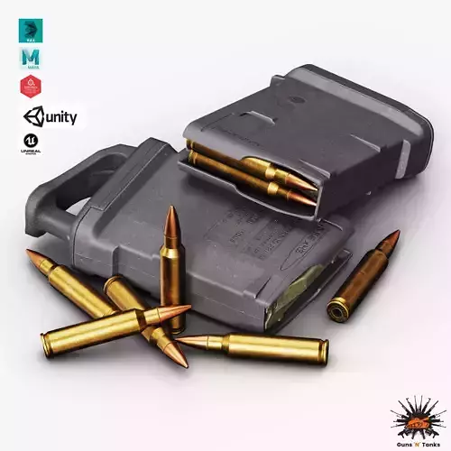 AR15 Polymer 10R Magazine Low-poly 3D model