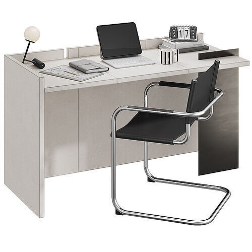 Malaparte desk and Winset chair with decor 3D model