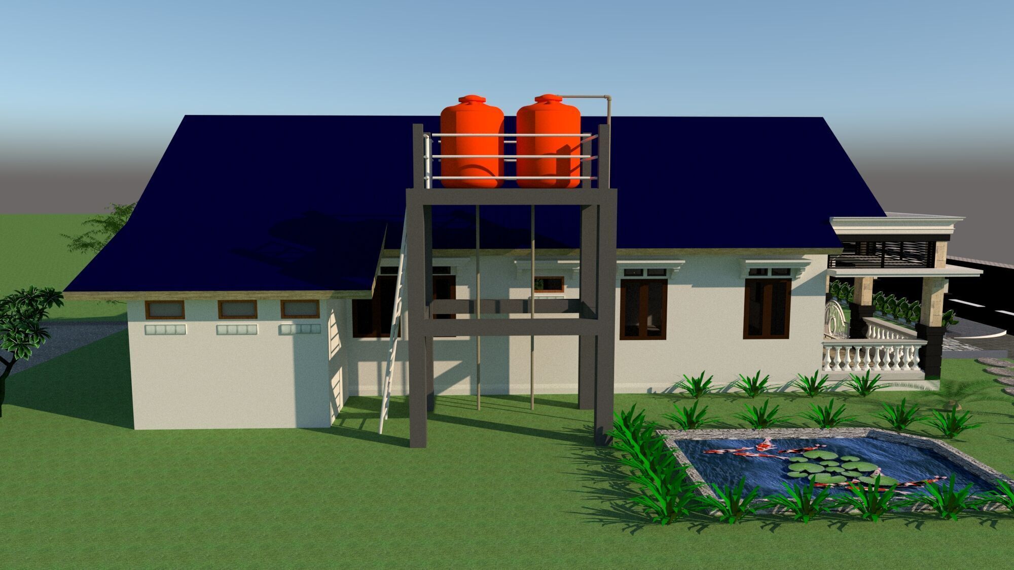 House Design 11x18m 1 Floor 3D model_6