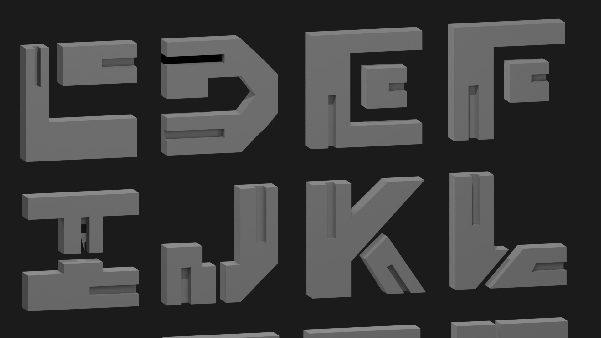 Cyberpunk 3D Alphabet Vol 01 Solid Only Low-poly 3D model_8