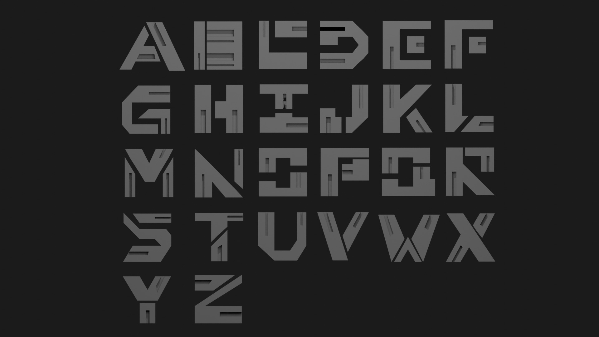 Cyberpunk 3D Alphabet Vol 01 Solid Only Low-poly 3D model_3