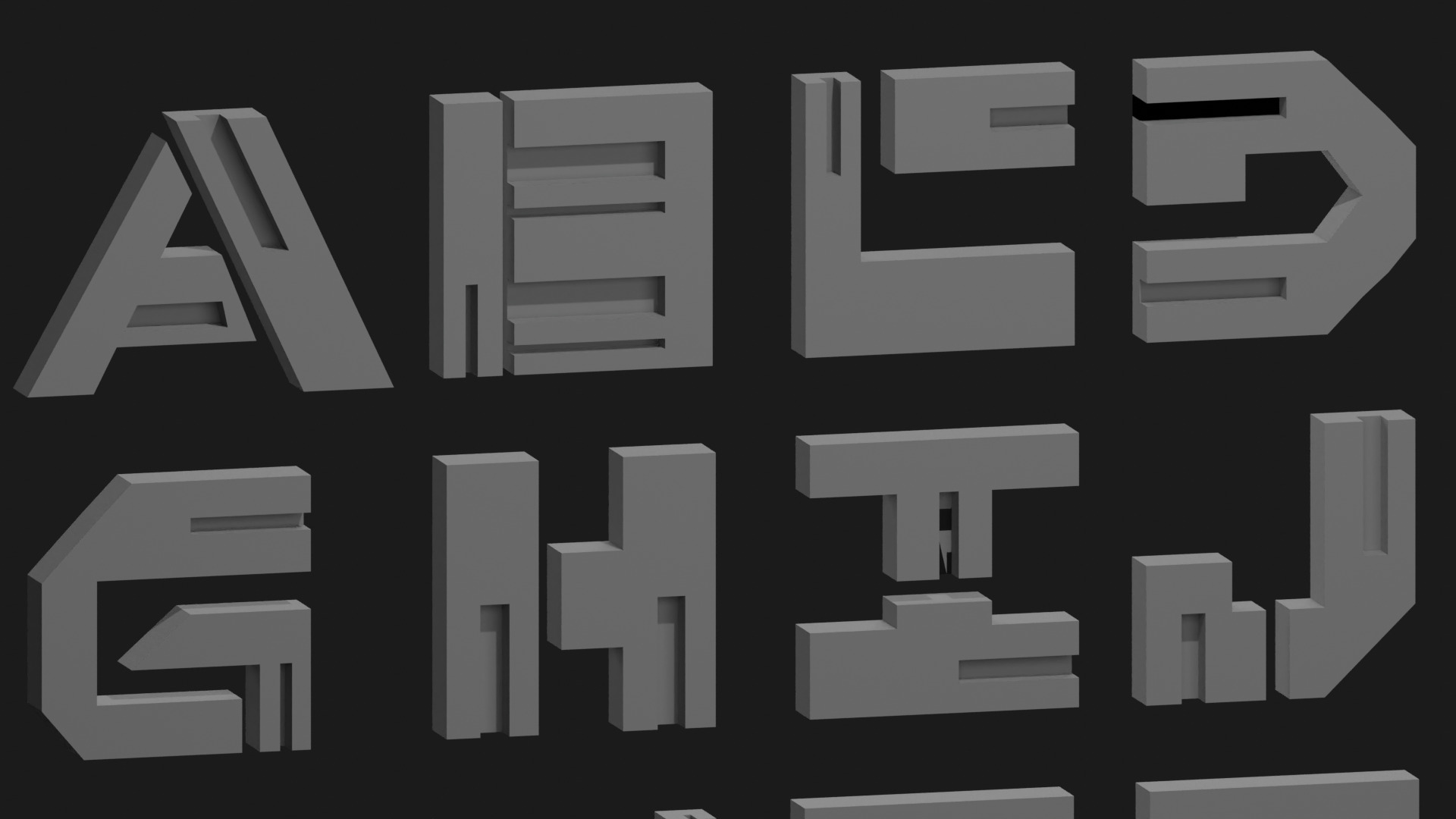 Cyberpunk 3D Alphabet Vol 01 Solid Only Low-poly 3D model_2