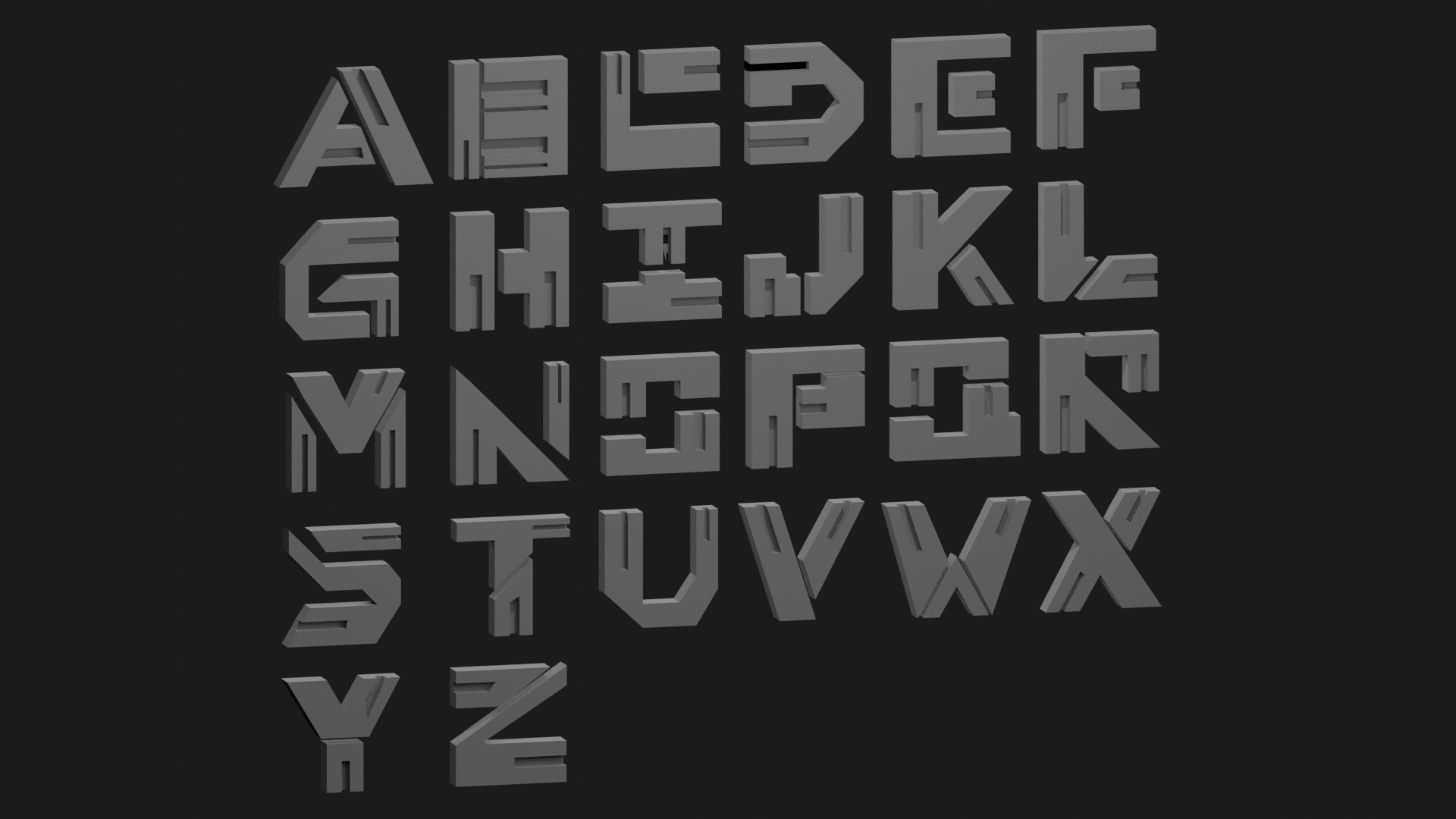 Cyberpunk 3D Alphabet Vol 01 Solid Only Low-poly 3D model_7