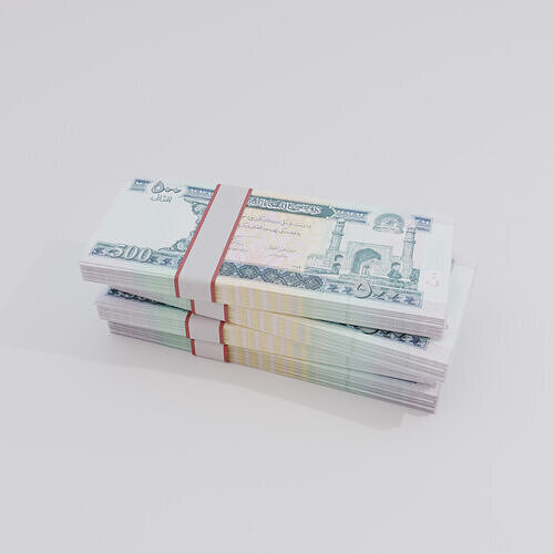 500 Afghanistan Afghan Afghani Currency Low-poly 3D model