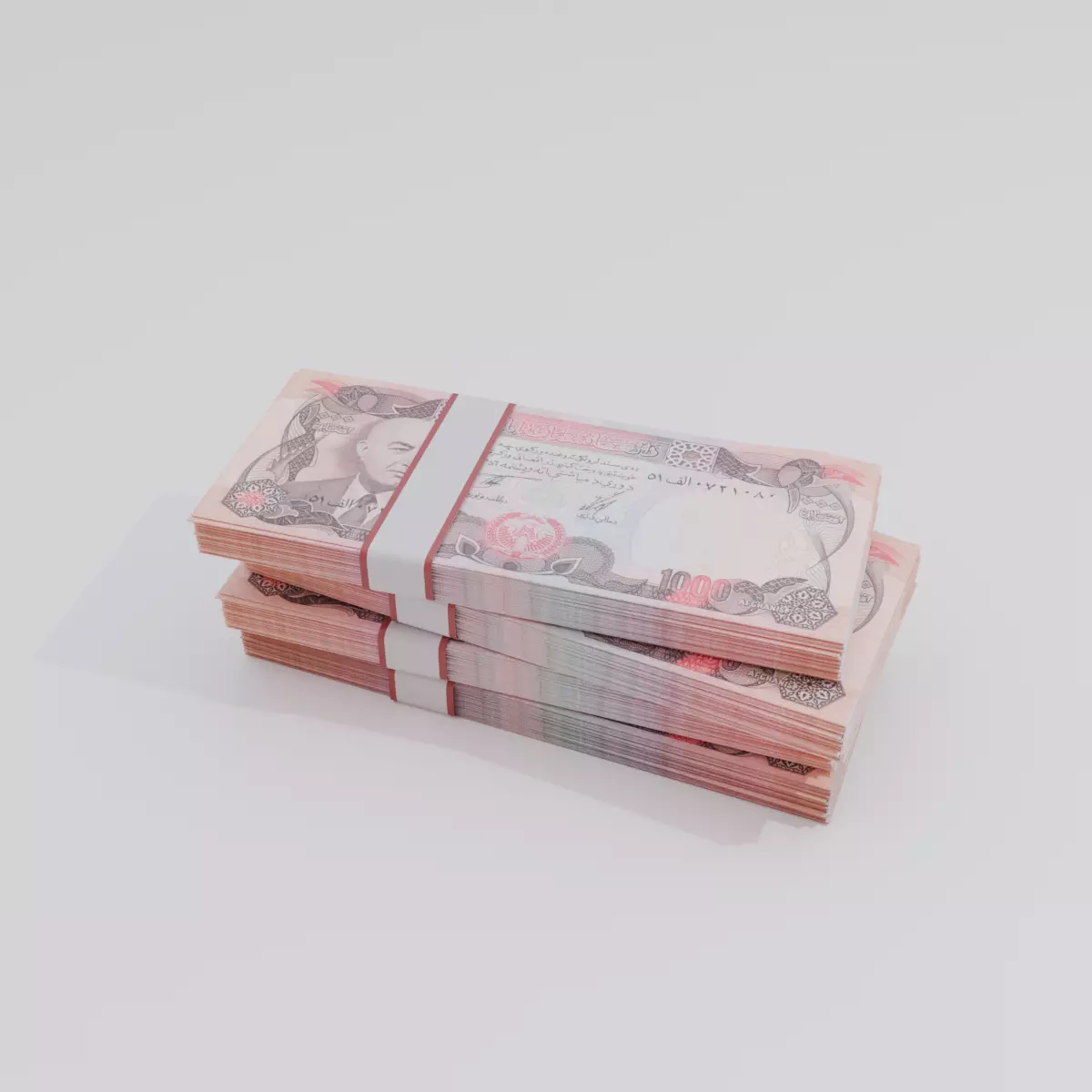 1000 Afghanistan Afghan Afghani Currency Low-poly 3D model_0