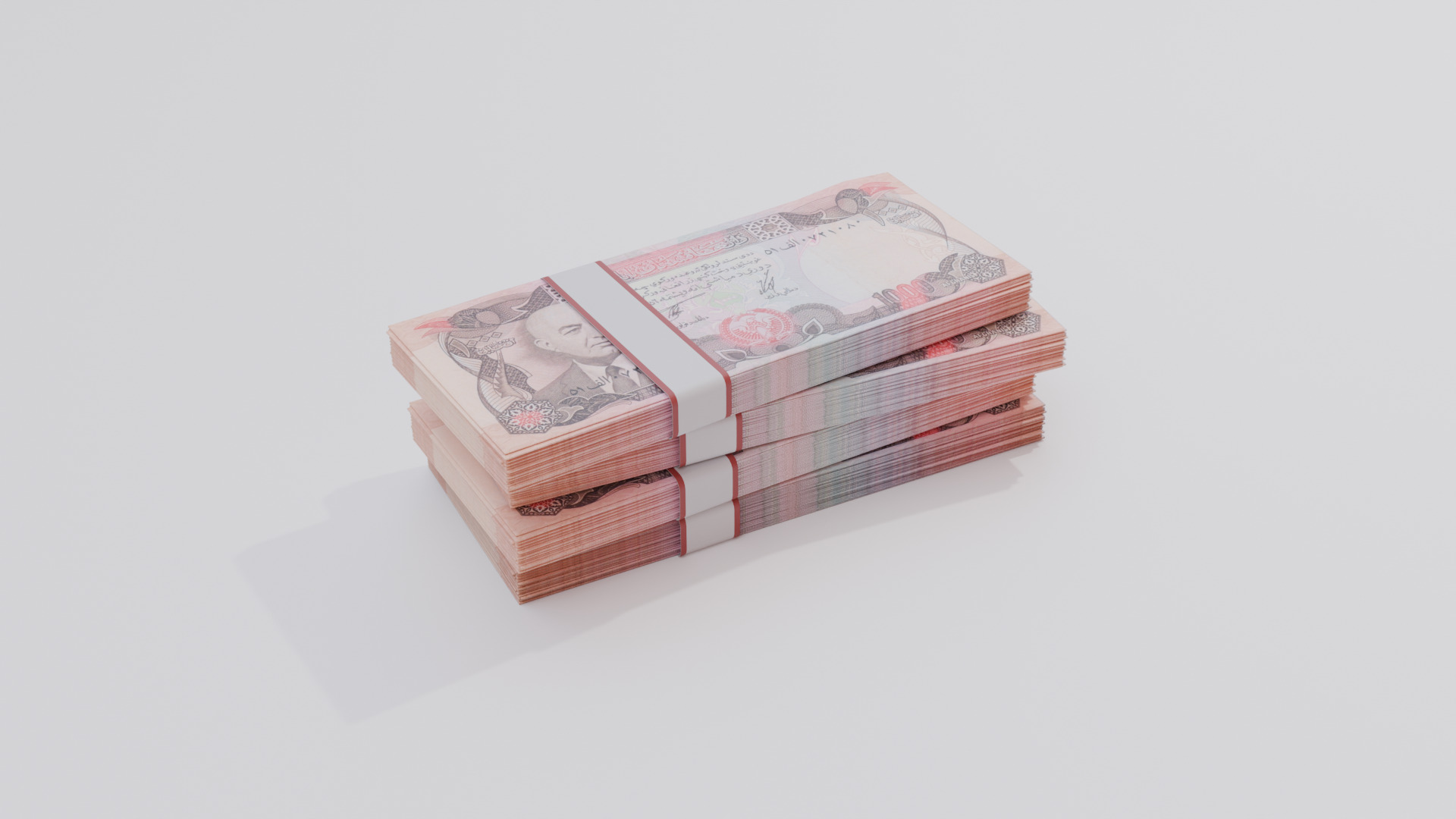 1000 Afghanistan Afghan Afghani Currency Low-poly 3D model_2