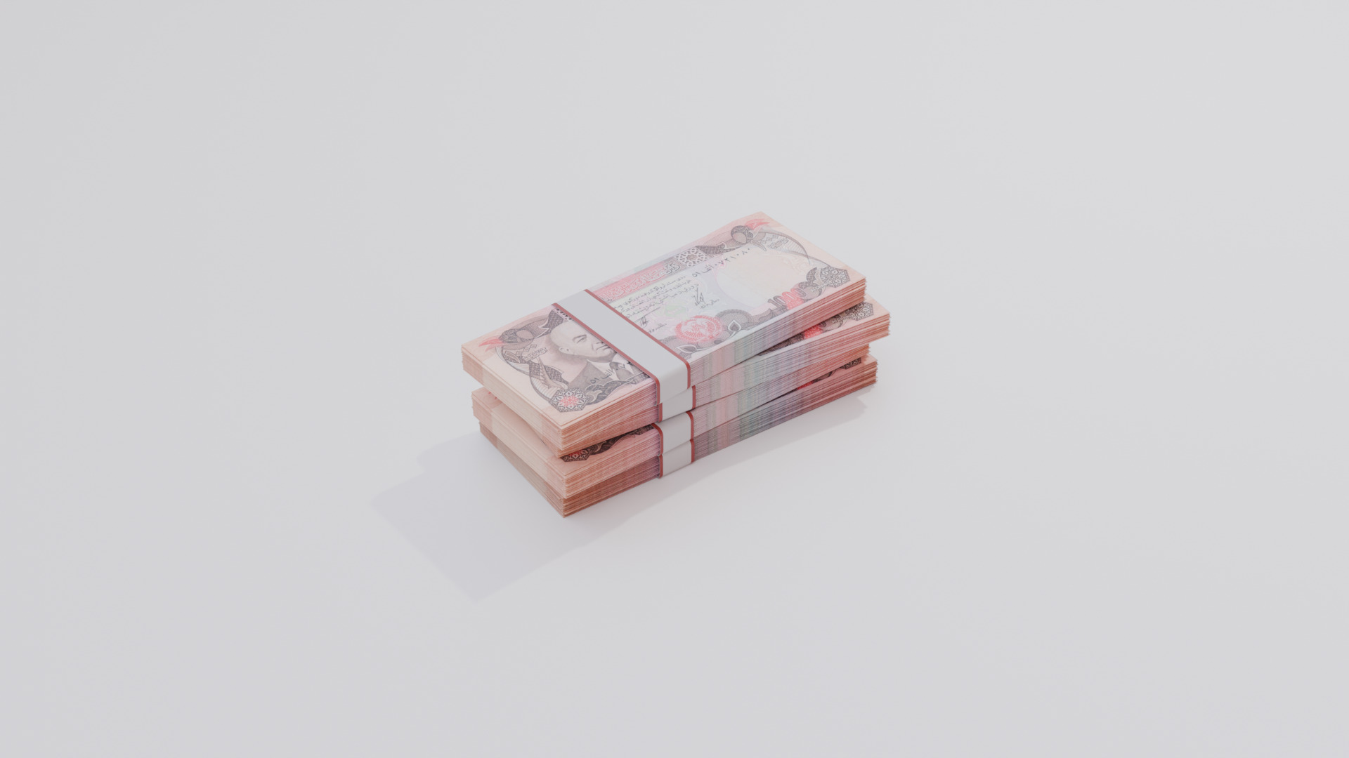 1000 Afghanistan Afghan Afghani Currency Low-poly 3D model_5