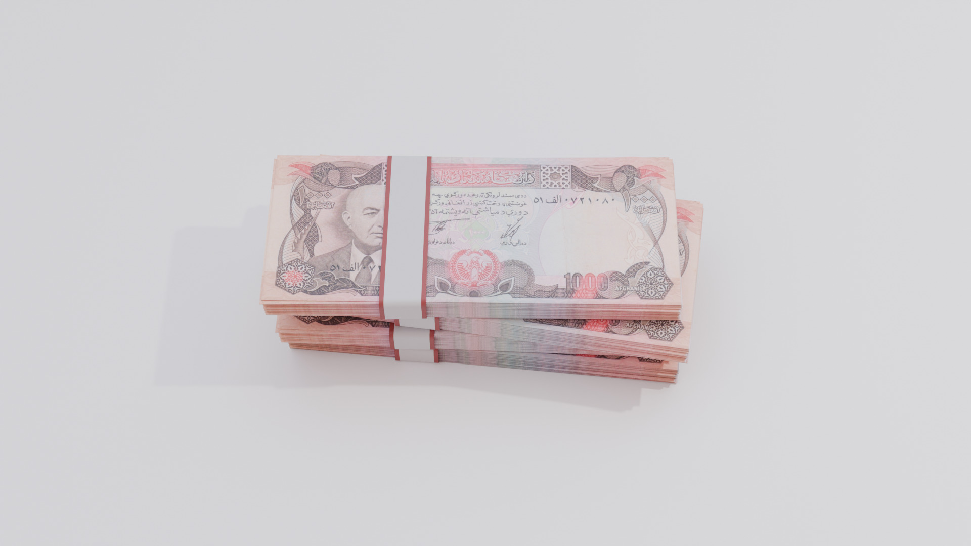 1000 Afghanistan Afghan Afghani Currency Low-poly 3D model_3