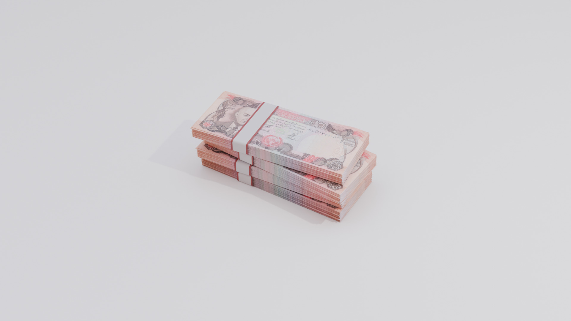 1000 Afghanistan Afghan Afghani Currency Low-poly 3D model_4
