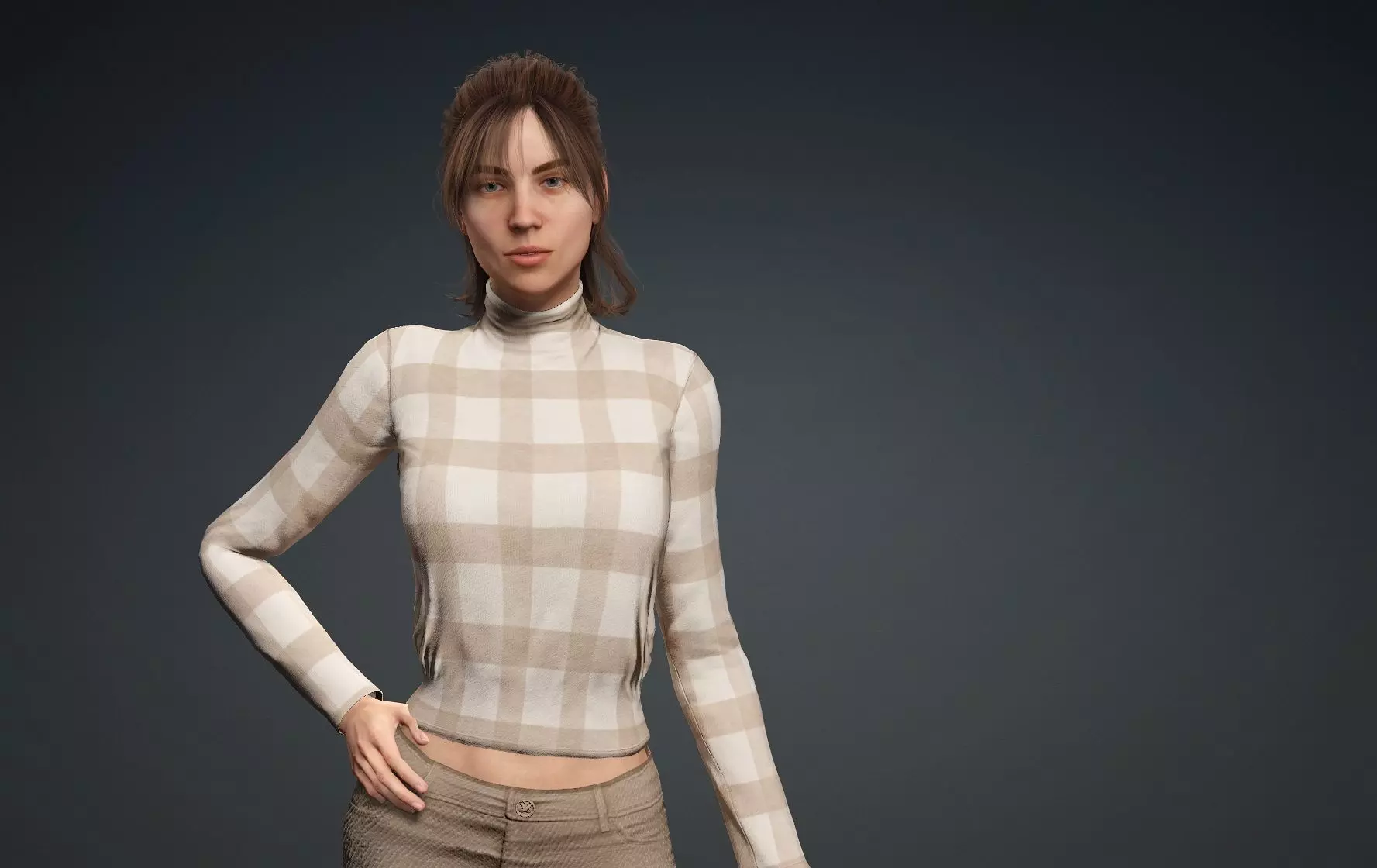 Brunette Woman Turtleneck 3D model
