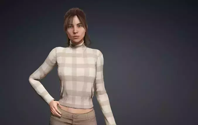 Brunette Woman Turtleneck