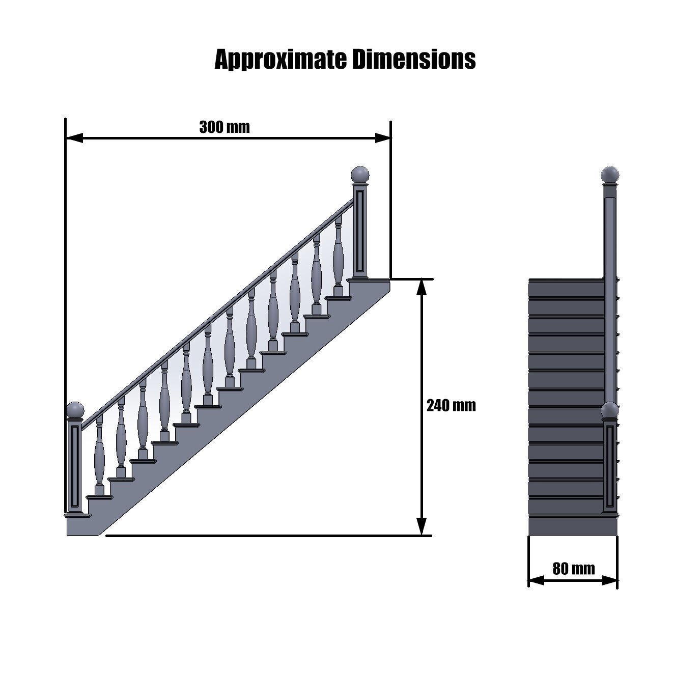 Miniature Staircase for Dollhouse and Diorama  1 12 Scale 3D print model_4
