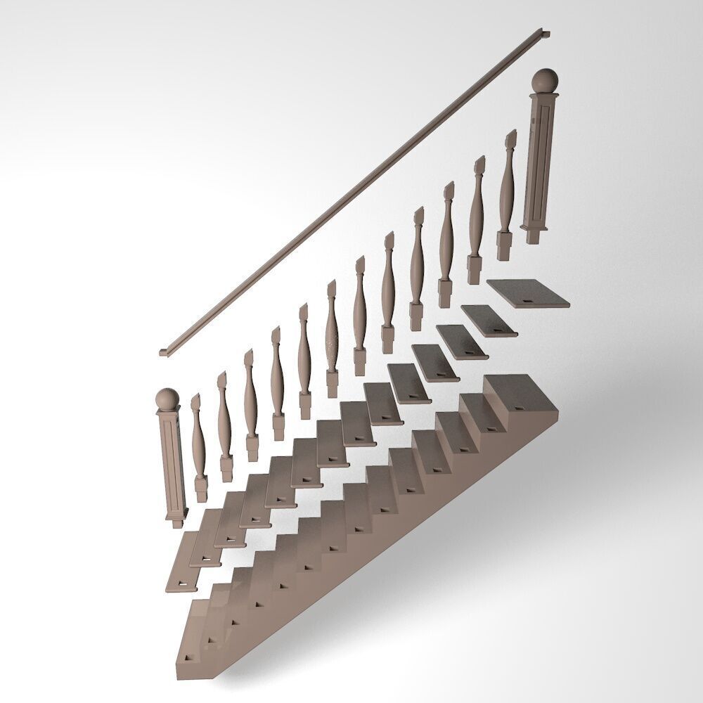 Miniature Staircase for Dollhouse and Diorama  1 12 Scale 3D print model_3