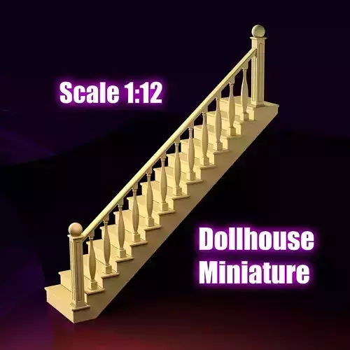 Miniature Staircase for Dollhouse and Diorama  1 12 Scale