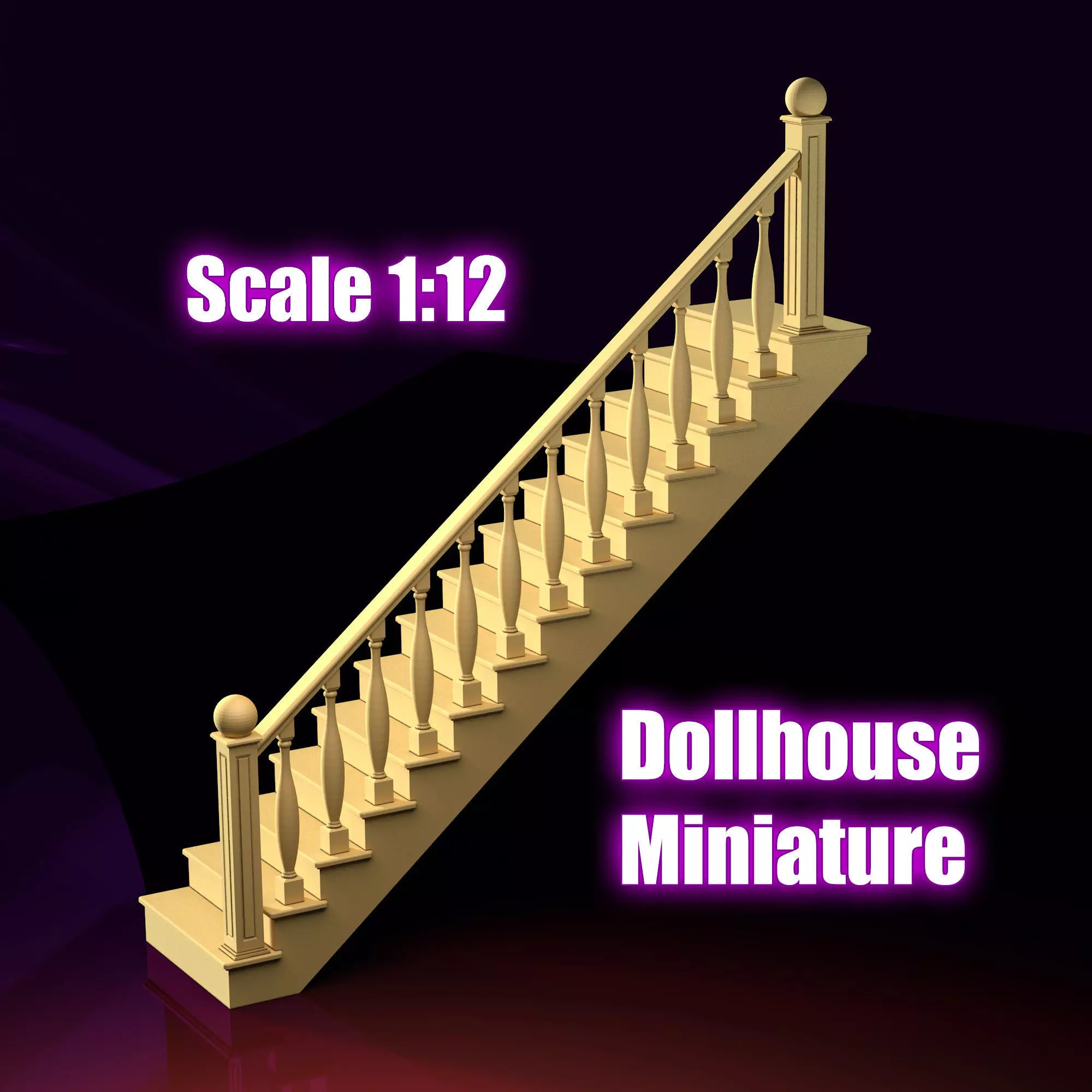 Miniature Staircase for Dollhouse and Diorama  1 12 Scale 3D print model_0