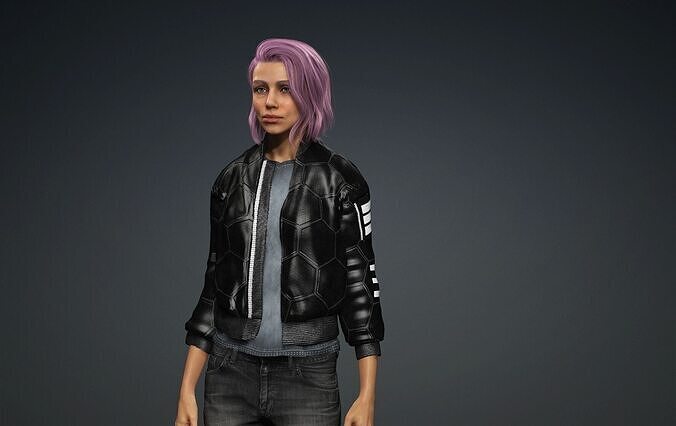 Woman Pink hair 3D model