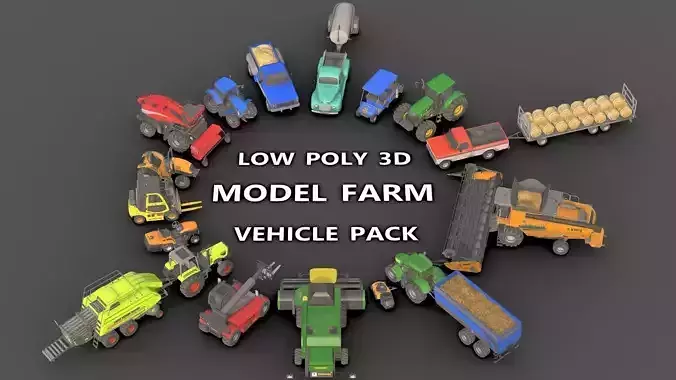 Cartoon Farm Tool and Vehicle Set