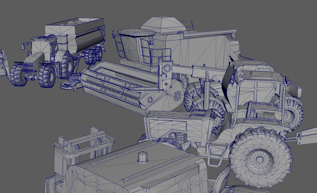 Cartoon Farm Tool and Vehicle Set Low-poly 3D model_2