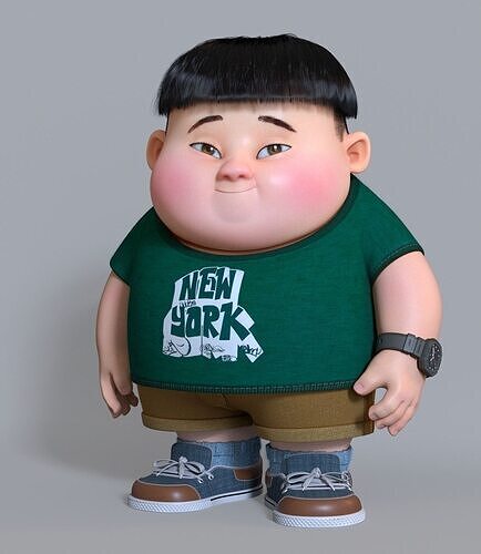 Stylized Fat Kid 3D Character Model Cartoon Style OBJ Format 3D model