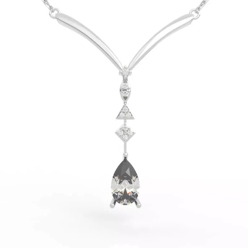 Stunning Pear Drop Diamond Gem Necklace 3D print model