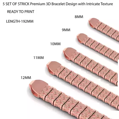 5 SET STRICK Premium 3D Bracelet Design with Intricate Texture 3D Model Collection