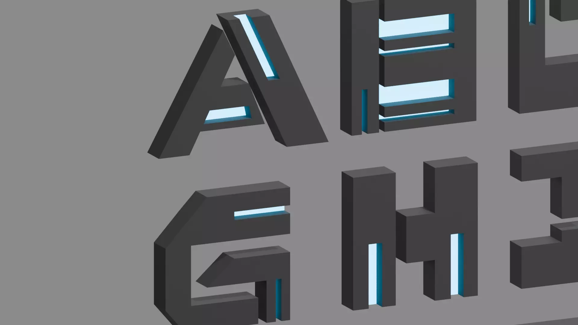 Cyberpunk 3D Alphabet Vol 01 Neon Only Low-poly 3D model_0