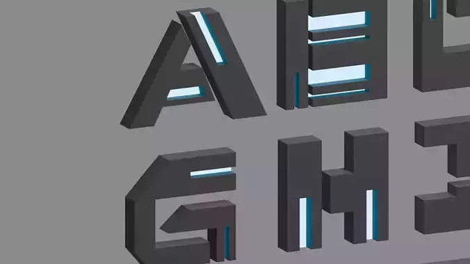 Cyberpunk 3D Alphabet Vol 01 Neon Only