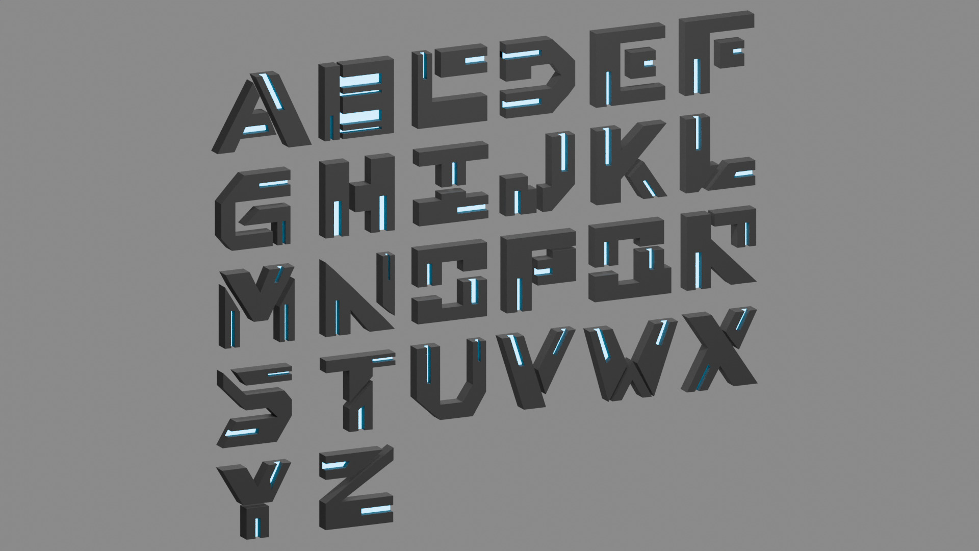 Cyberpunk 3D Alphabet Vol 01 Neon Only Low-poly 3D model_4