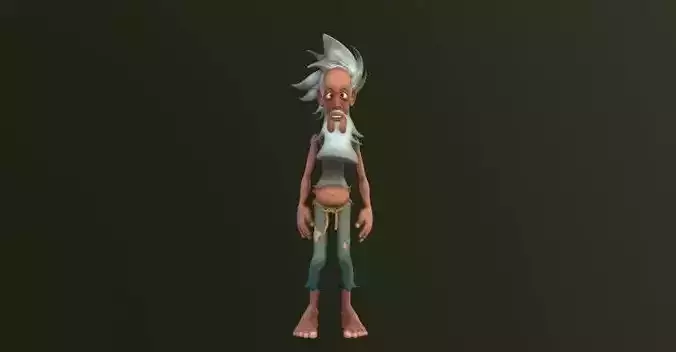 Cartoon scavenger old man