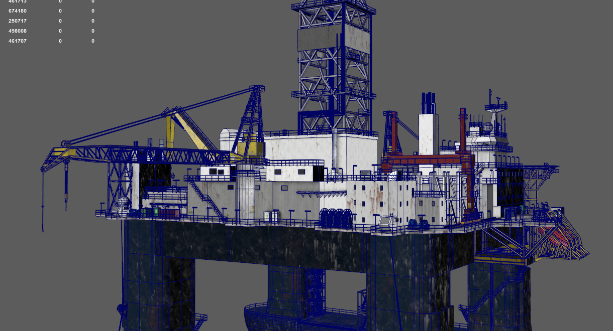 Industrial building platform crane oil well platform Low-poly 3D model_5