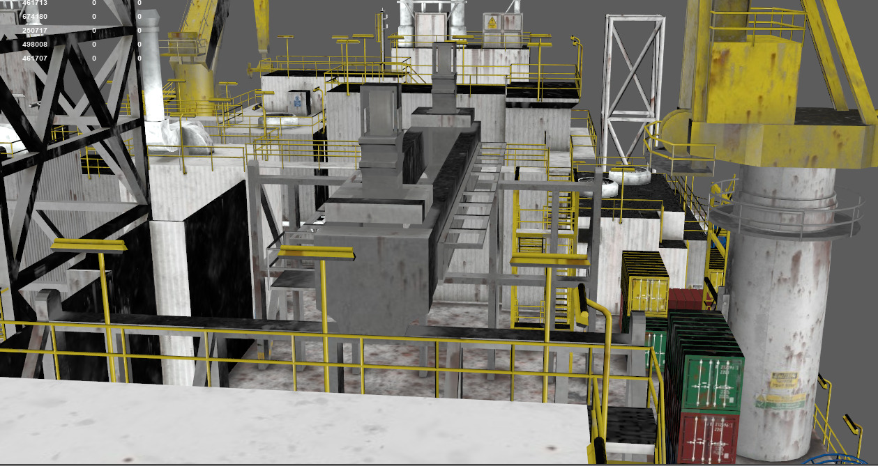 Industrial building platform crane oil well platform Low-poly 3D model_1