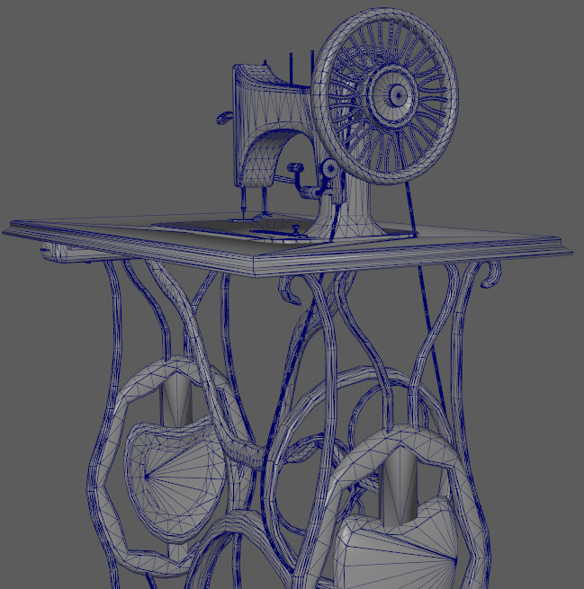 3d singer treadle machine sewing machine Low-poly 3D model_2