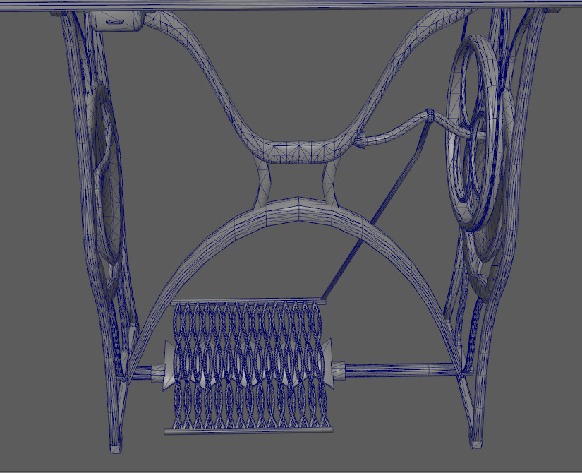 3d singer treadle machine sewing machine Low-poly 3D model_4