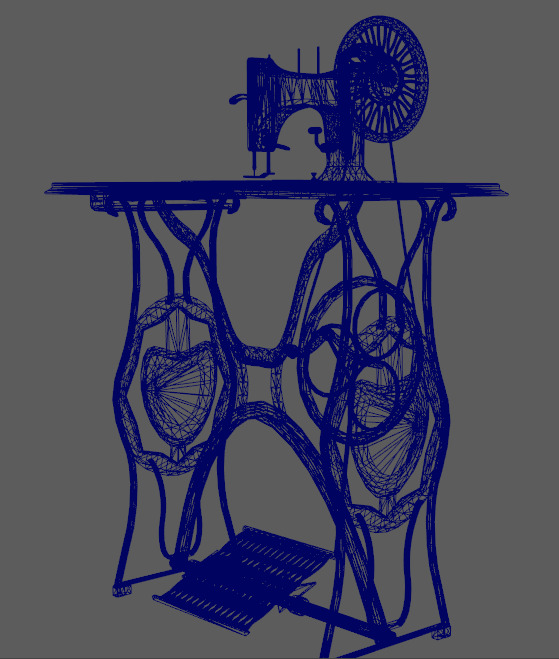 3d singer treadle machine sewing machine Low-poly 3D model_6