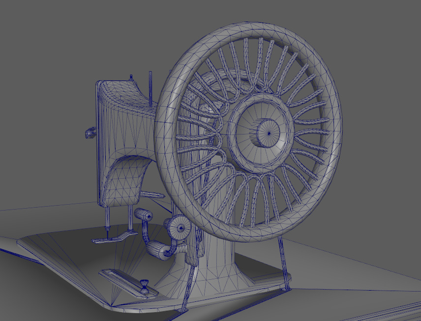 3d singer treadle machine sewing machine Low-poly 3D model_3