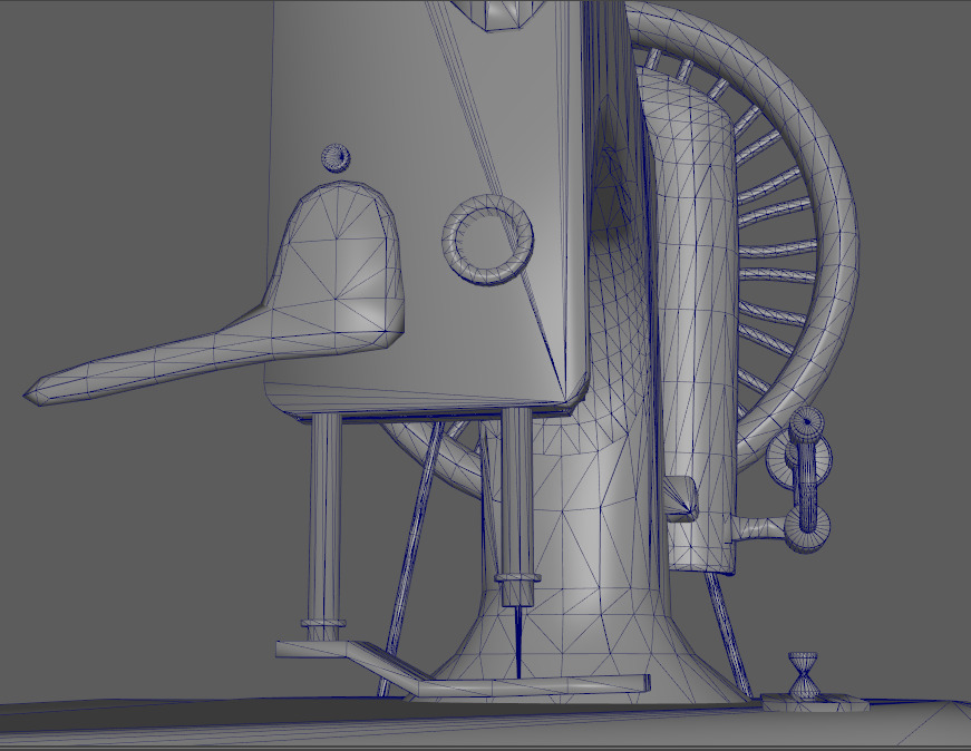 3d singer treadle machine sewing machine Low-poly 3D model_5