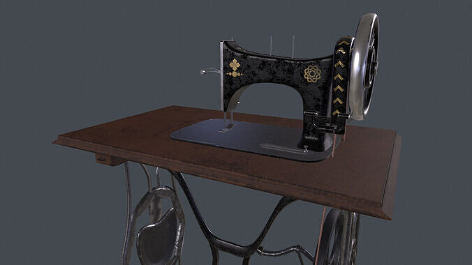 3d singer treadle machine sewing machine Low-poly 3D model