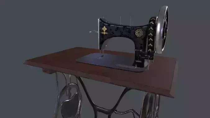 3d singer treadle machine sewing machine Low-poly 3D model