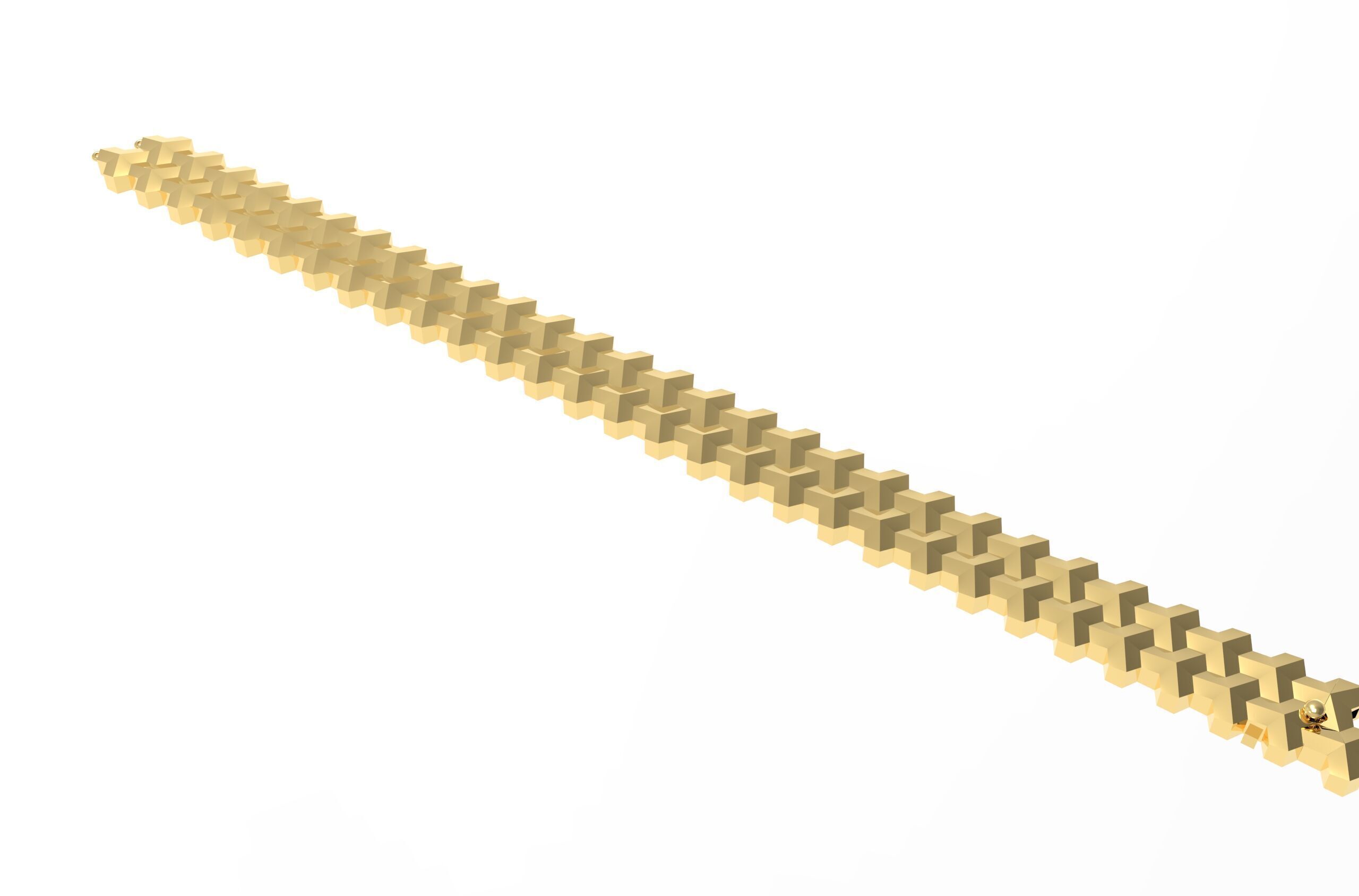 Armored Cube Illusioned Double row Bracelet 3D print model_9