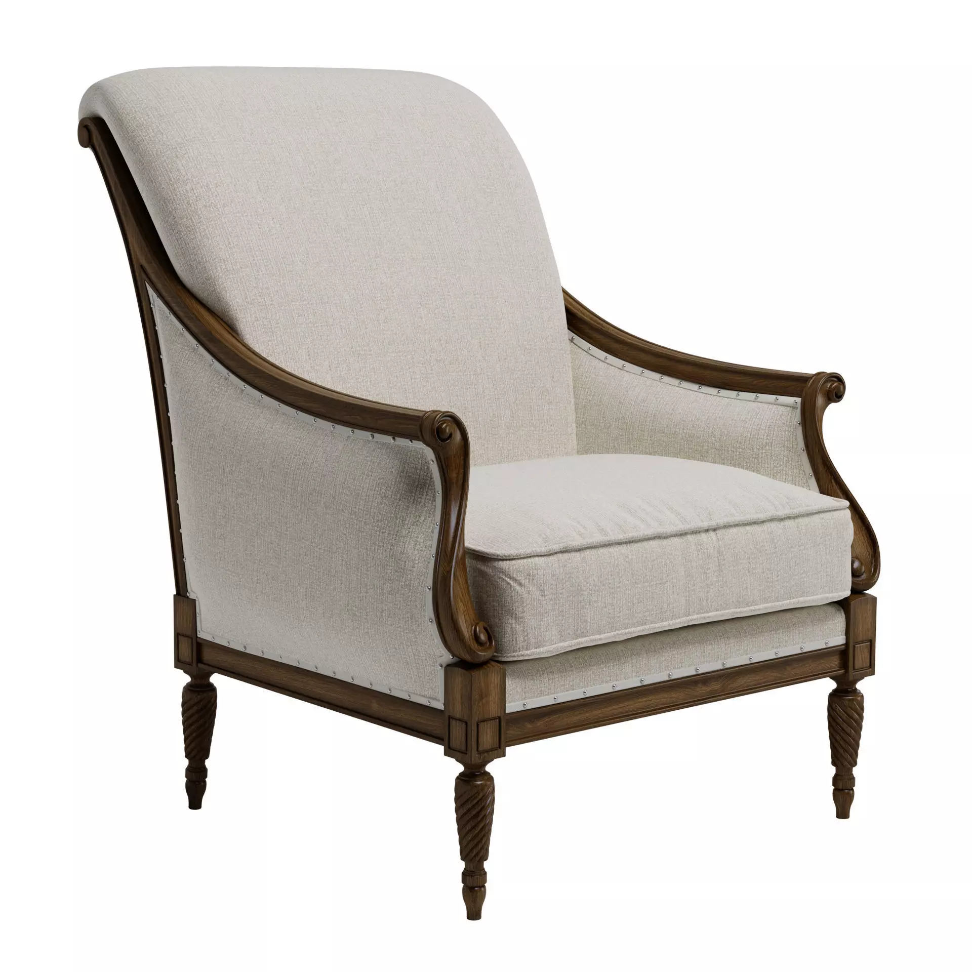 Hardwood Accent Chair Ivory 3D model