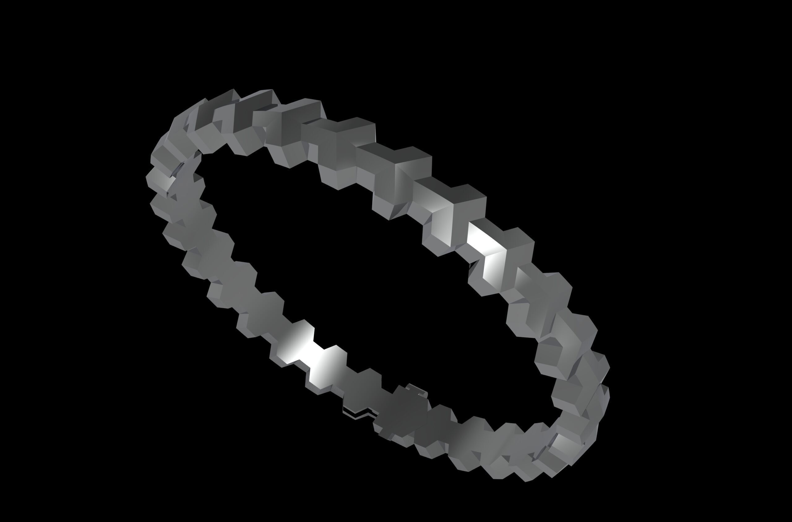 Armored Cube Illusioned Single row Bracelet 3D print model_6