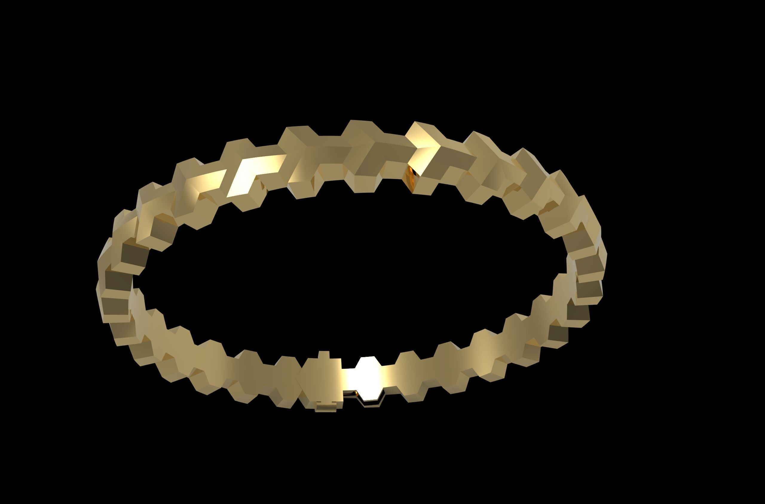 Armored Cube Illusioned Single row Bracelet 3D print model_2