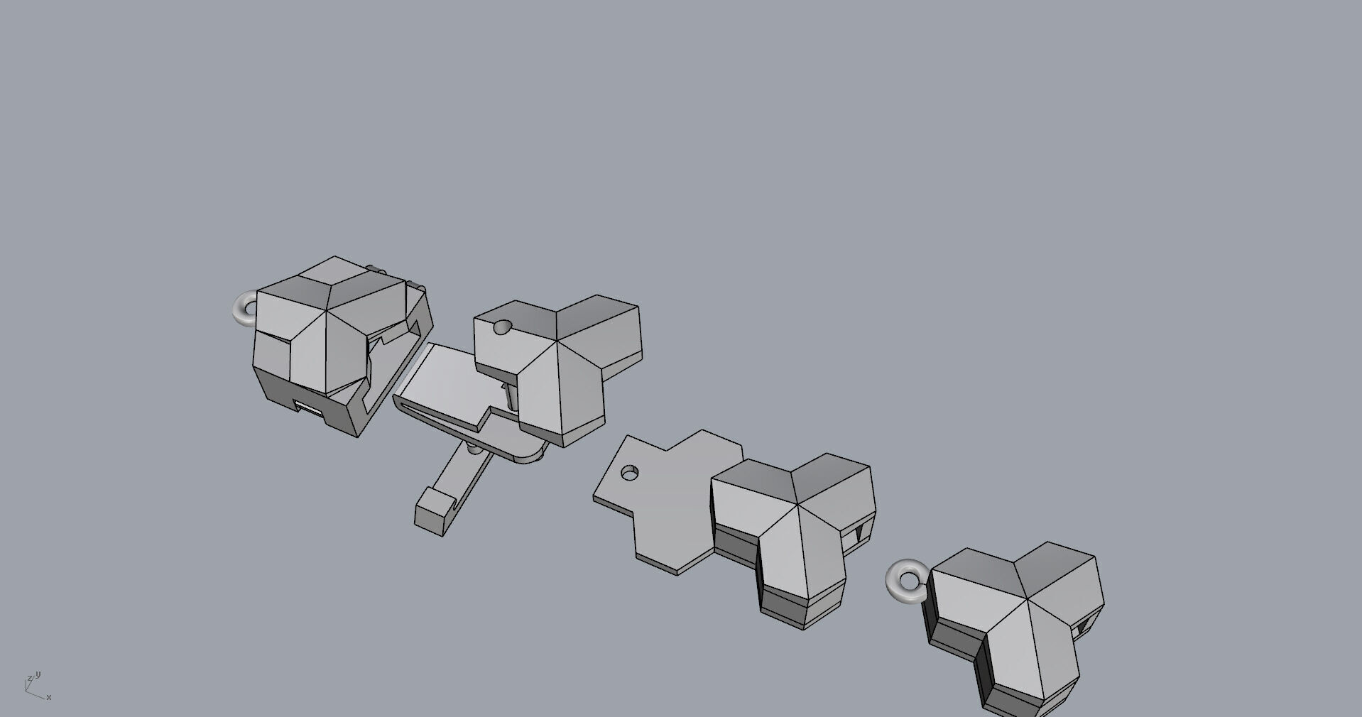 Armored Cube Illusioned Single row Bracelet 3D print model_19