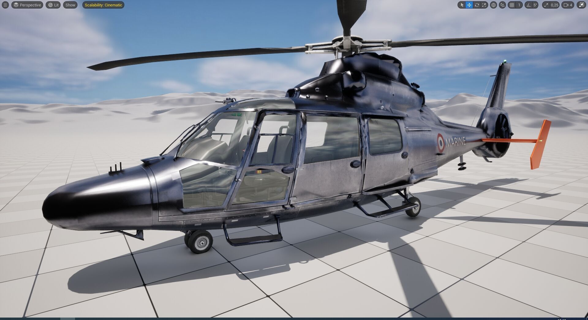 Rigged AS365 Daulphin Low-poly 3D model_17