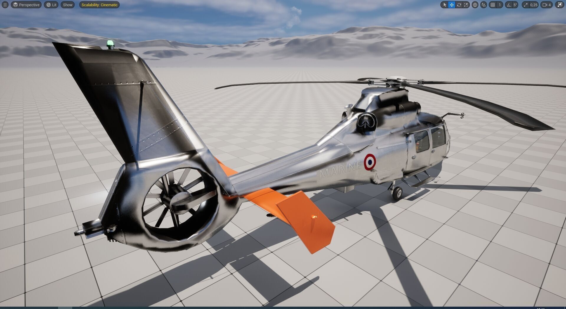 Rigged AS365 Daulphin Low-poly 3D model_18